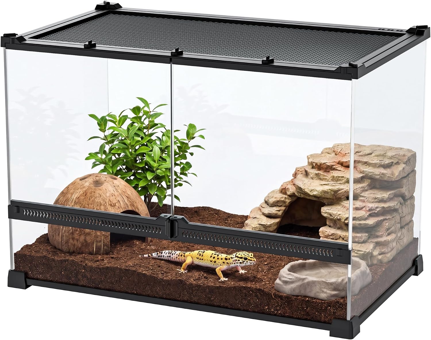 15 Gallon Fully Assembled Glass Reptile Enclosure, 20″ x 12″ x 14″