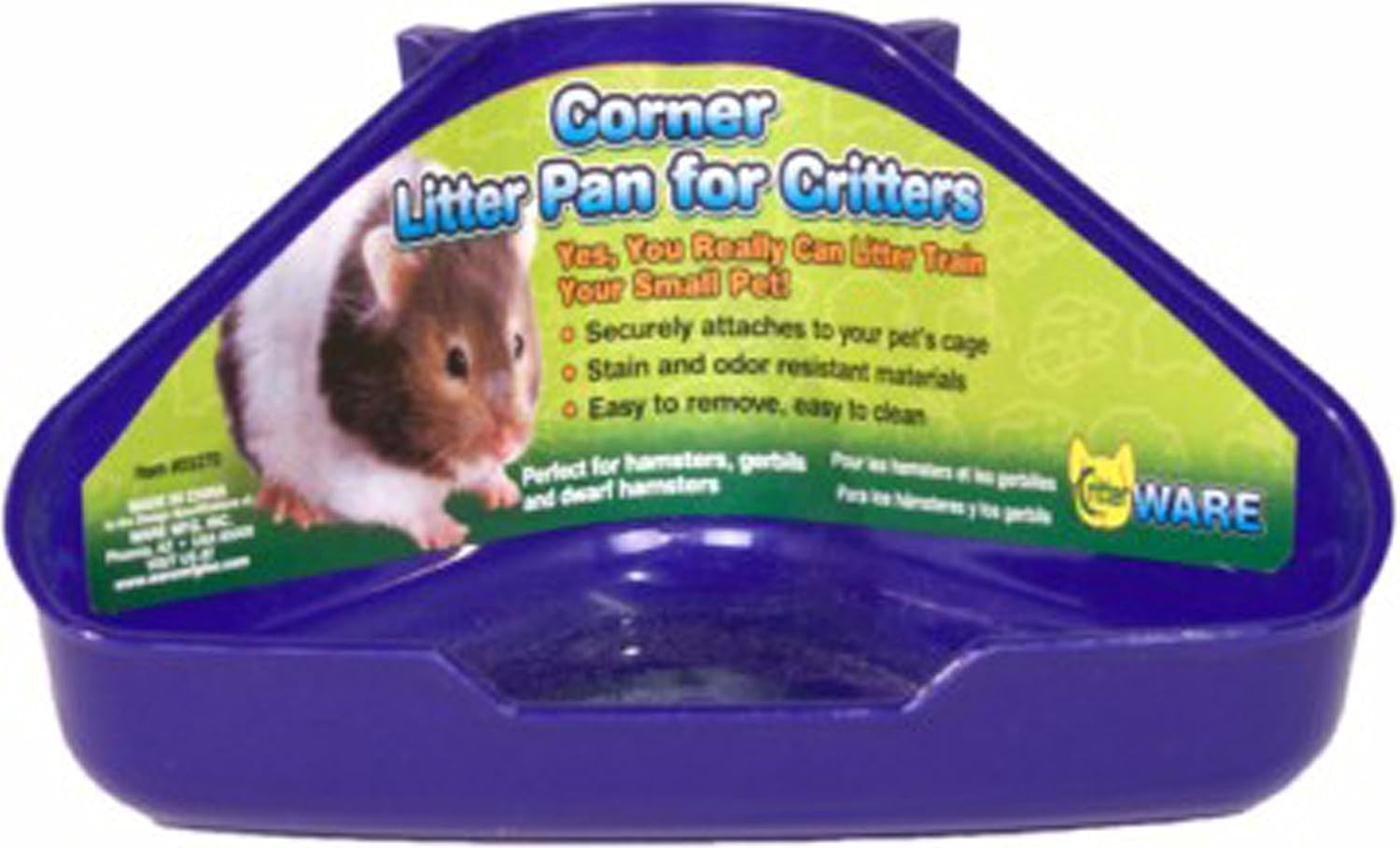Ware Mfg. Inc. Corner Litter Pan for Critters – Small Animal Pet Owners – Assorted Colors – 6.5×4.5×3 Inch