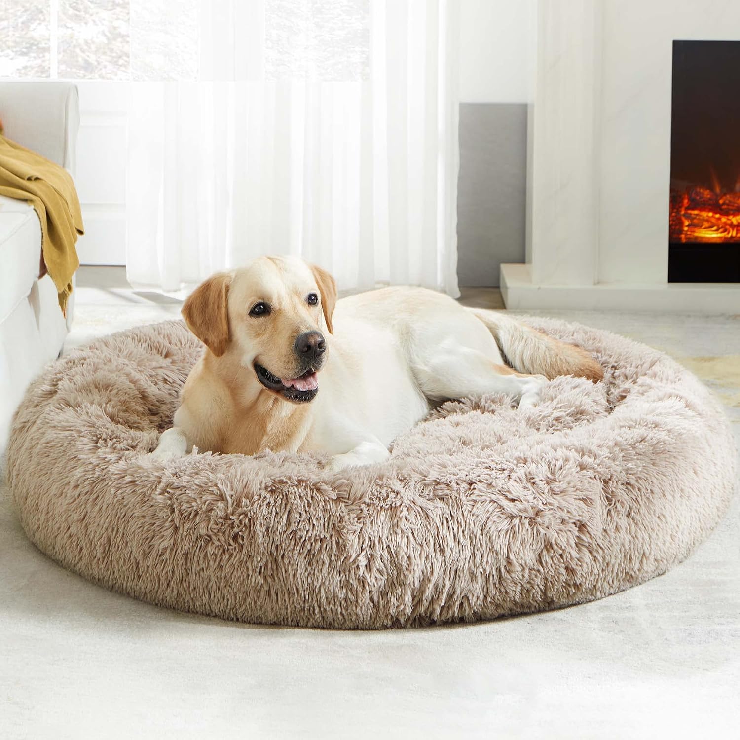 Western Home Calming Donut Large Dog Bed Pet Bed,36″ Brown