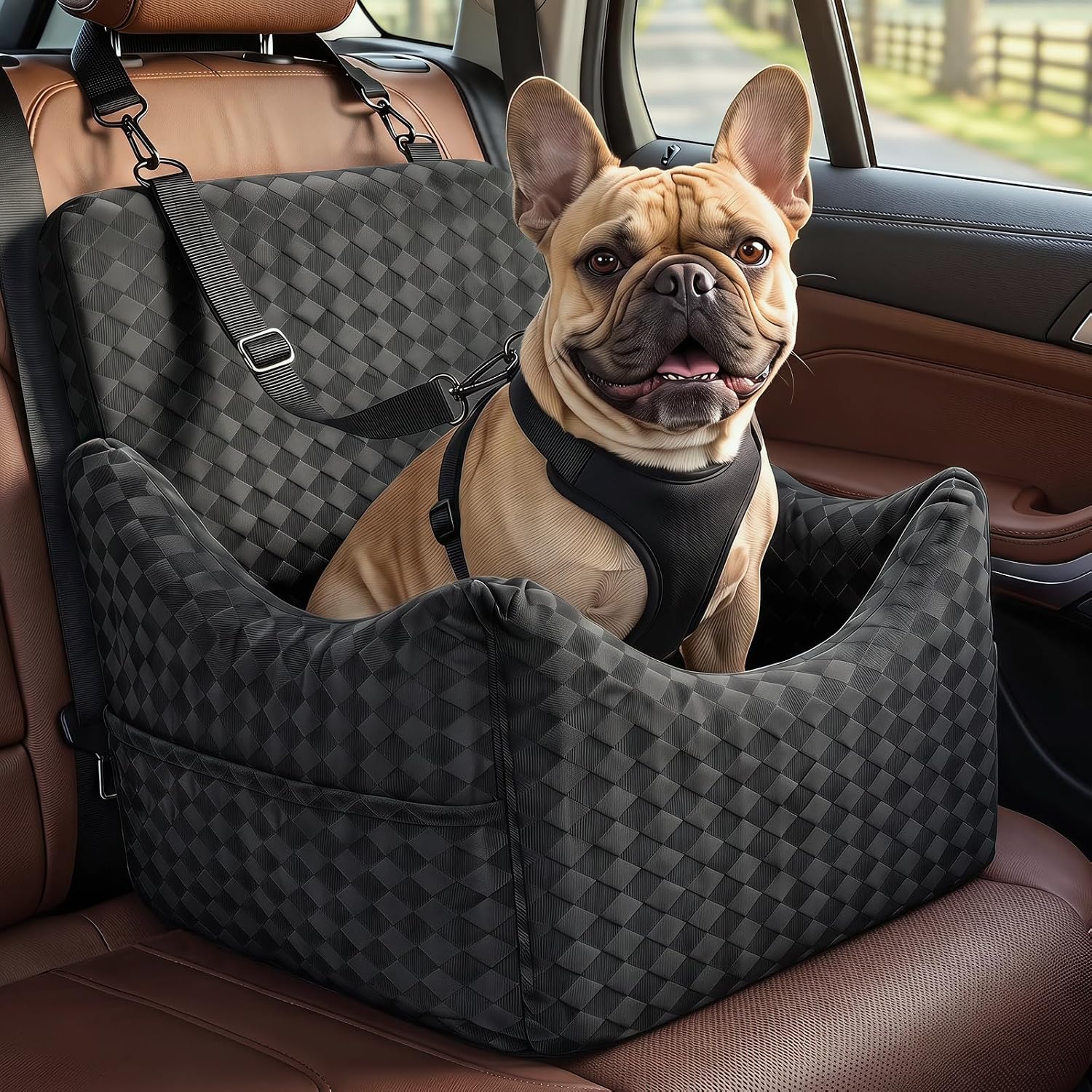 Topmart Dog Car Seat for Small Medium Dogs Under 35lbs, Cozy Pet Seat