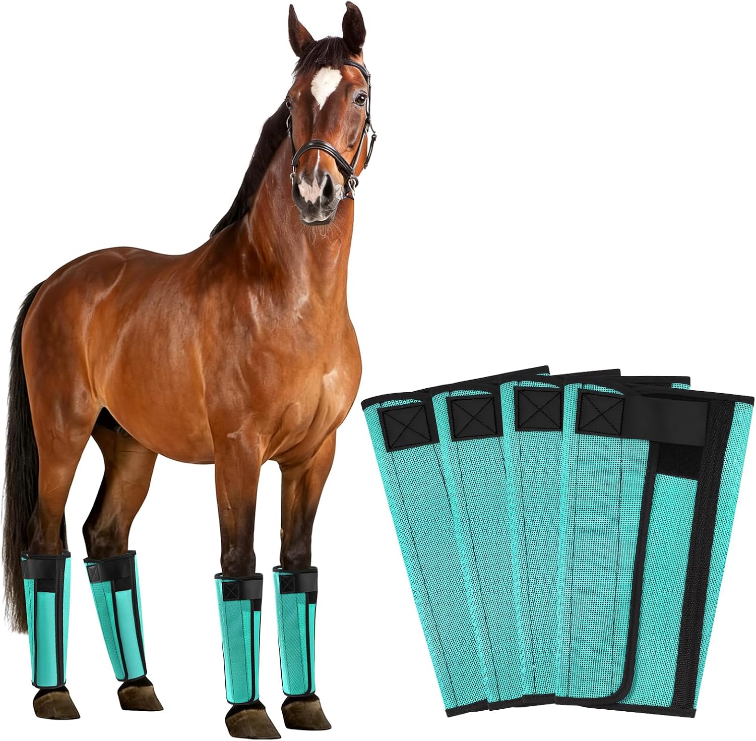 Fly Boots for Horses Set of 4, Horse Fly Boots with Breathable Mesh