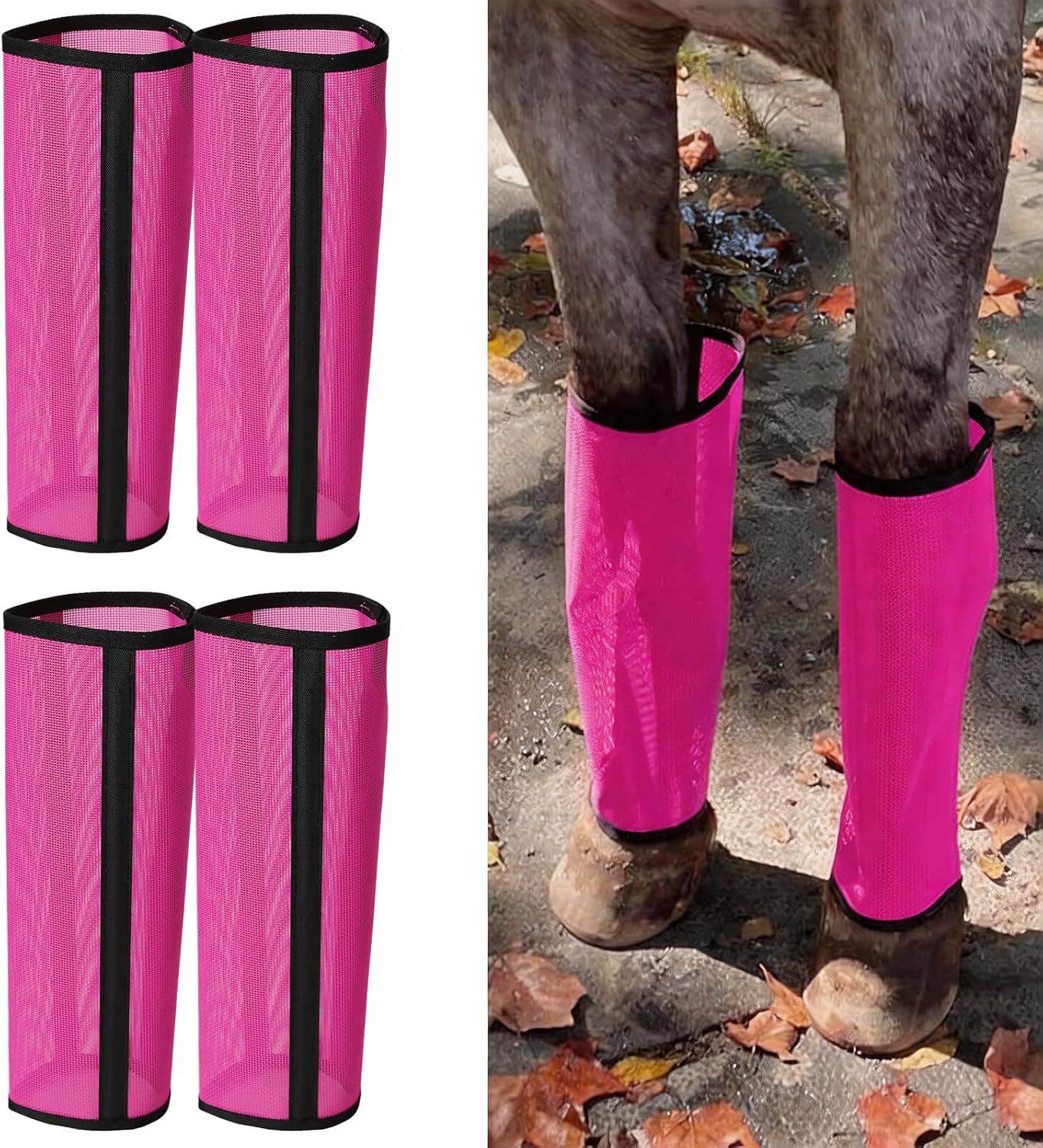 Fly Boots for Horses Set of 4 Breathable Textilene Mesh Horse Fly Boots with Stable Support & UV Protection, Comfortable Equine Boots, Helps Minimize Stomping & Leg Fatigue