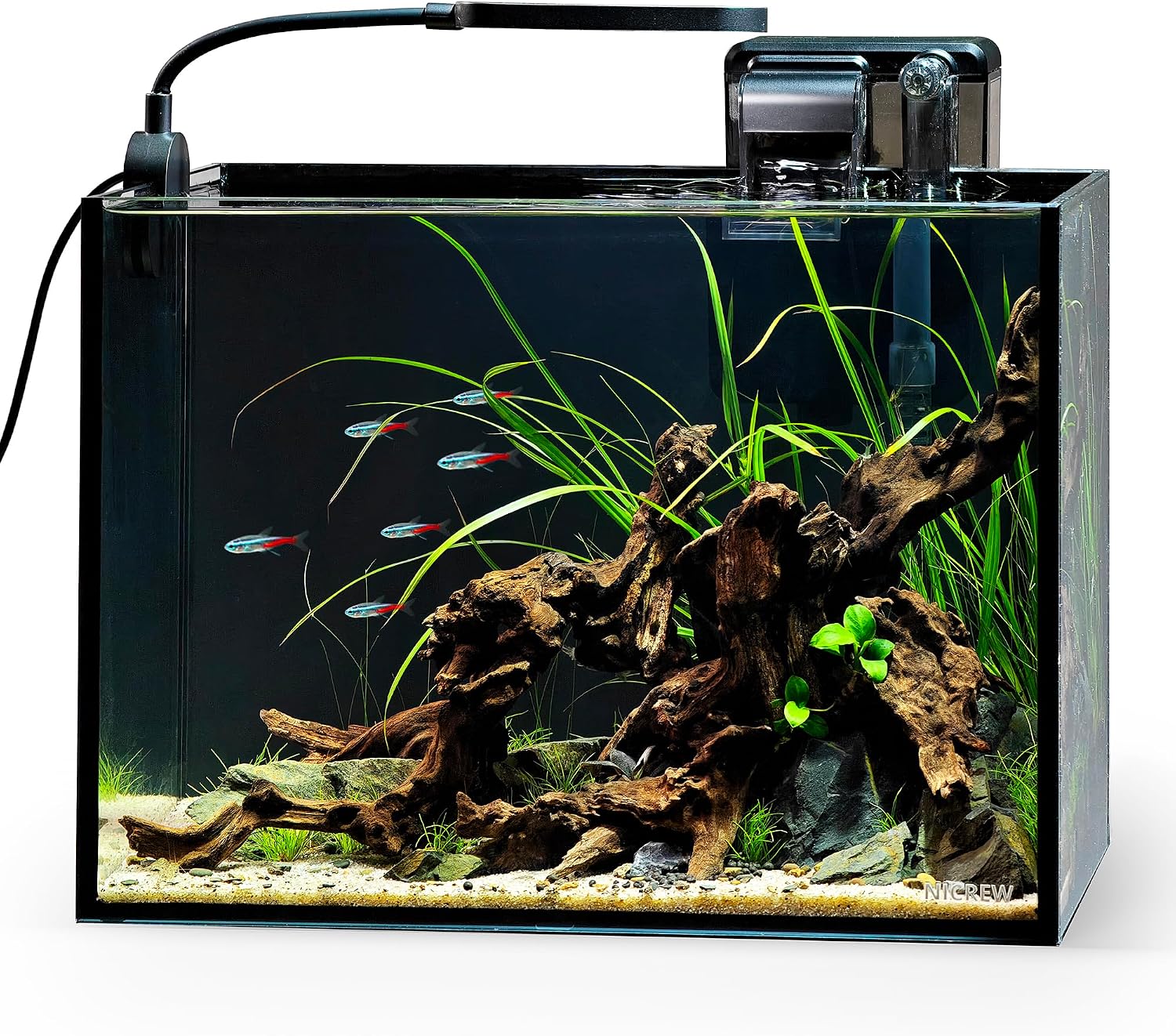 NICREW 2.5 Gallon Nano Nature Aquarium Kit Betta Fish Tank, Basic, Black