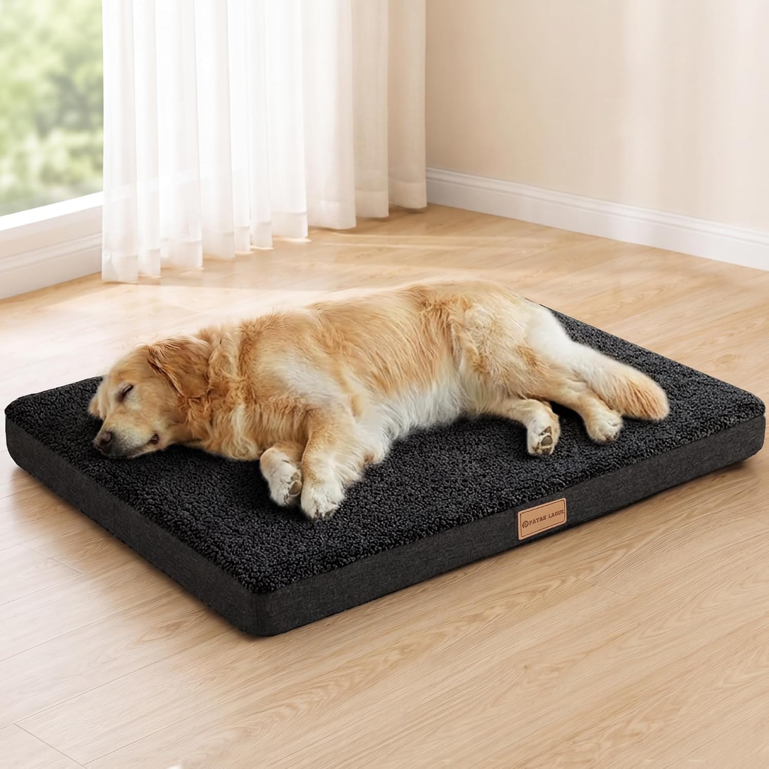 Patas Lague Orthopedic Large Dog Bed Washable Pet Sofa Mat 36”X24” Black