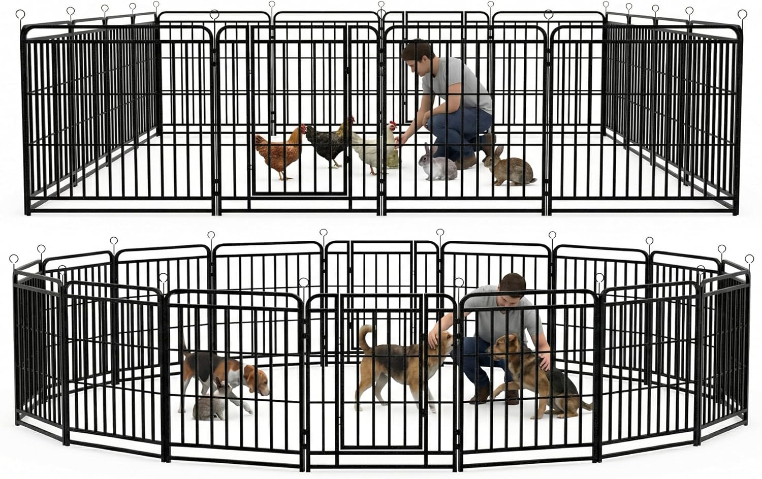 Dog Fence Outdoor for Yard 16 Panels 40” Rustproof Metal Dog Playpen