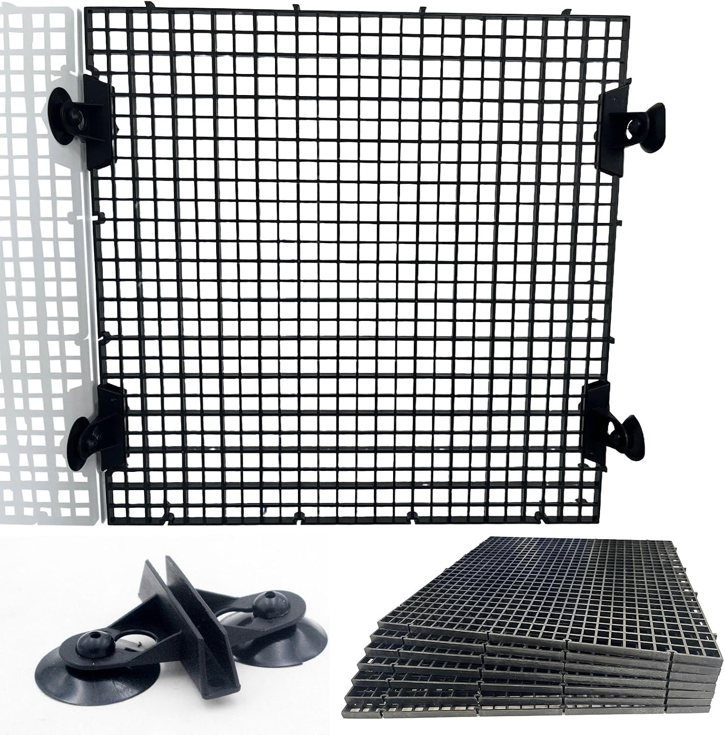 Black Aquarium Divider Panel Fish Tank Separator Plastic Grid