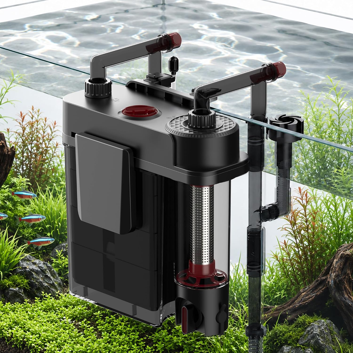 AQUASMITH HOB Aquarium Filter, Quiet Fish Tank Filter with Dedicated Waste Separation Canister, Easy Change Water, One-Touch Drainage (158 GPH for 20-50 Gallon)