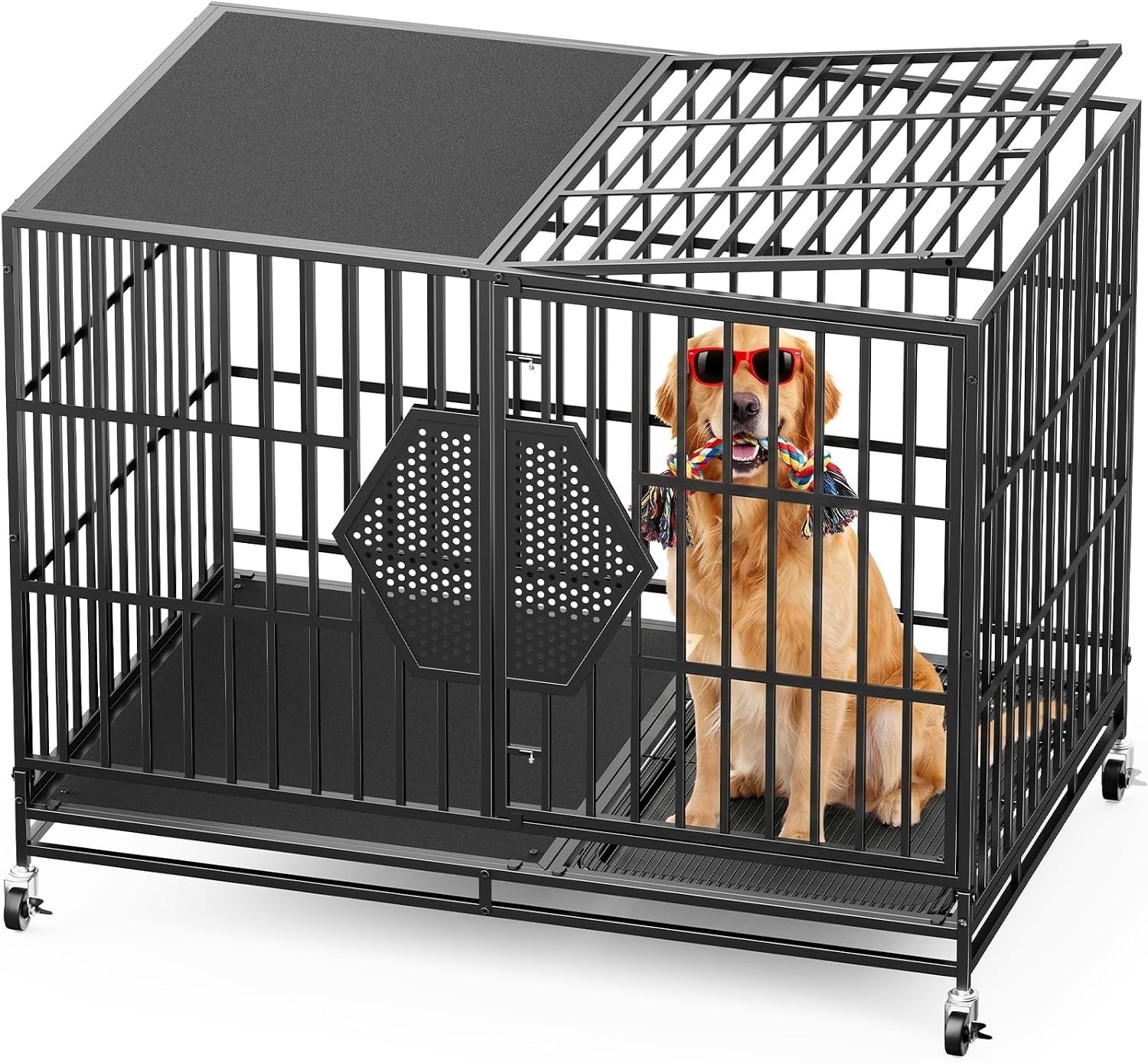 CAMMOO 48” Heavy Duty Dog Crates for Large Dogs, Dog Kennel Indoor