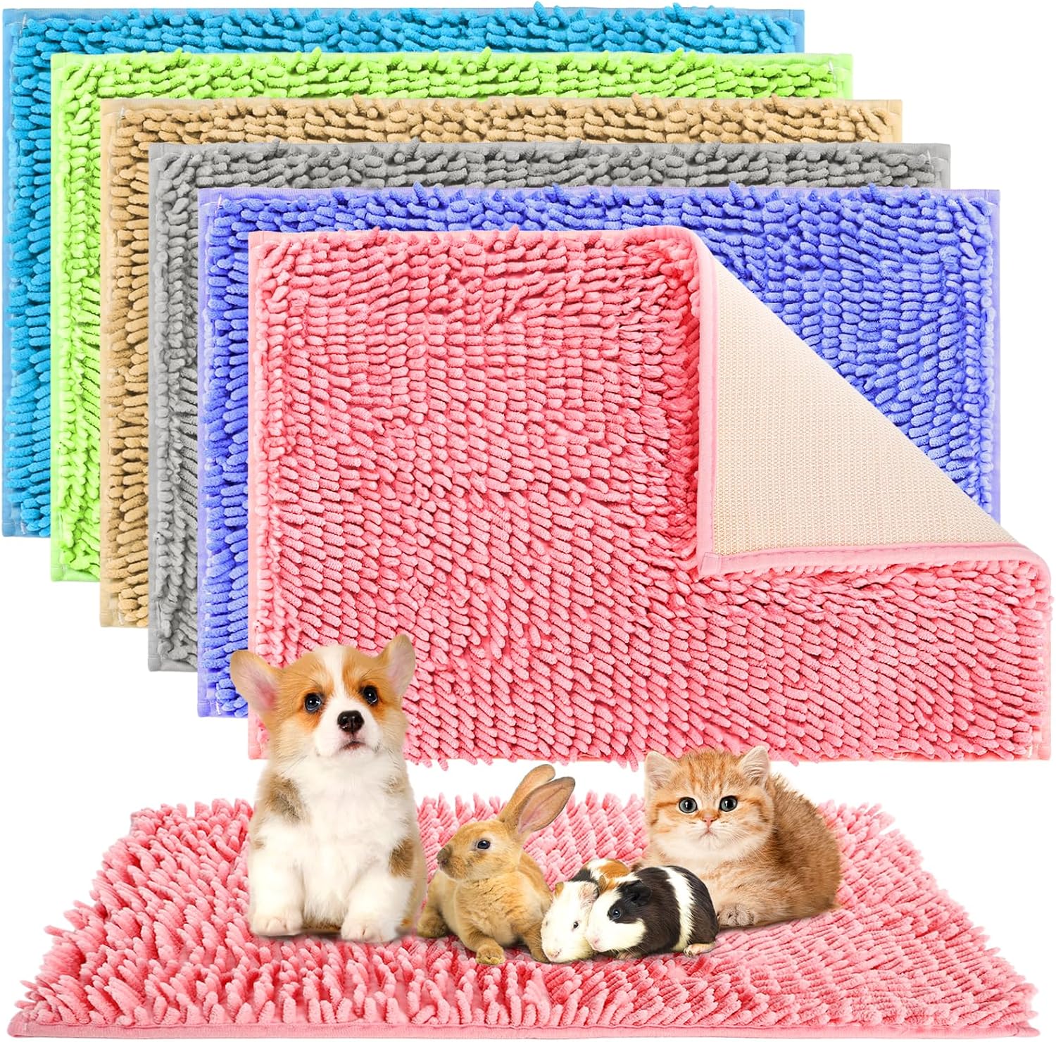 WRINGKIT 6 Pack Guinea Pig Mats, 16×24 Inch Guinea Pig Cage Liner, Reusable