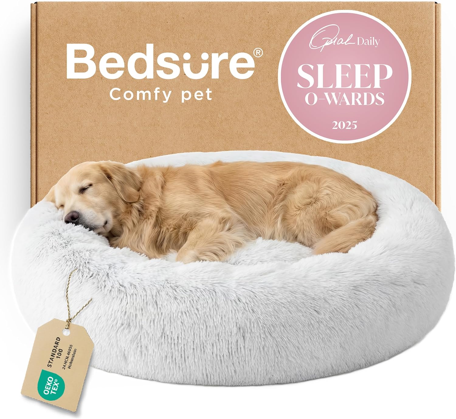 Bedsure Calming XL Dog Bed Donut Washable Extra Large Pet Bed,45ins