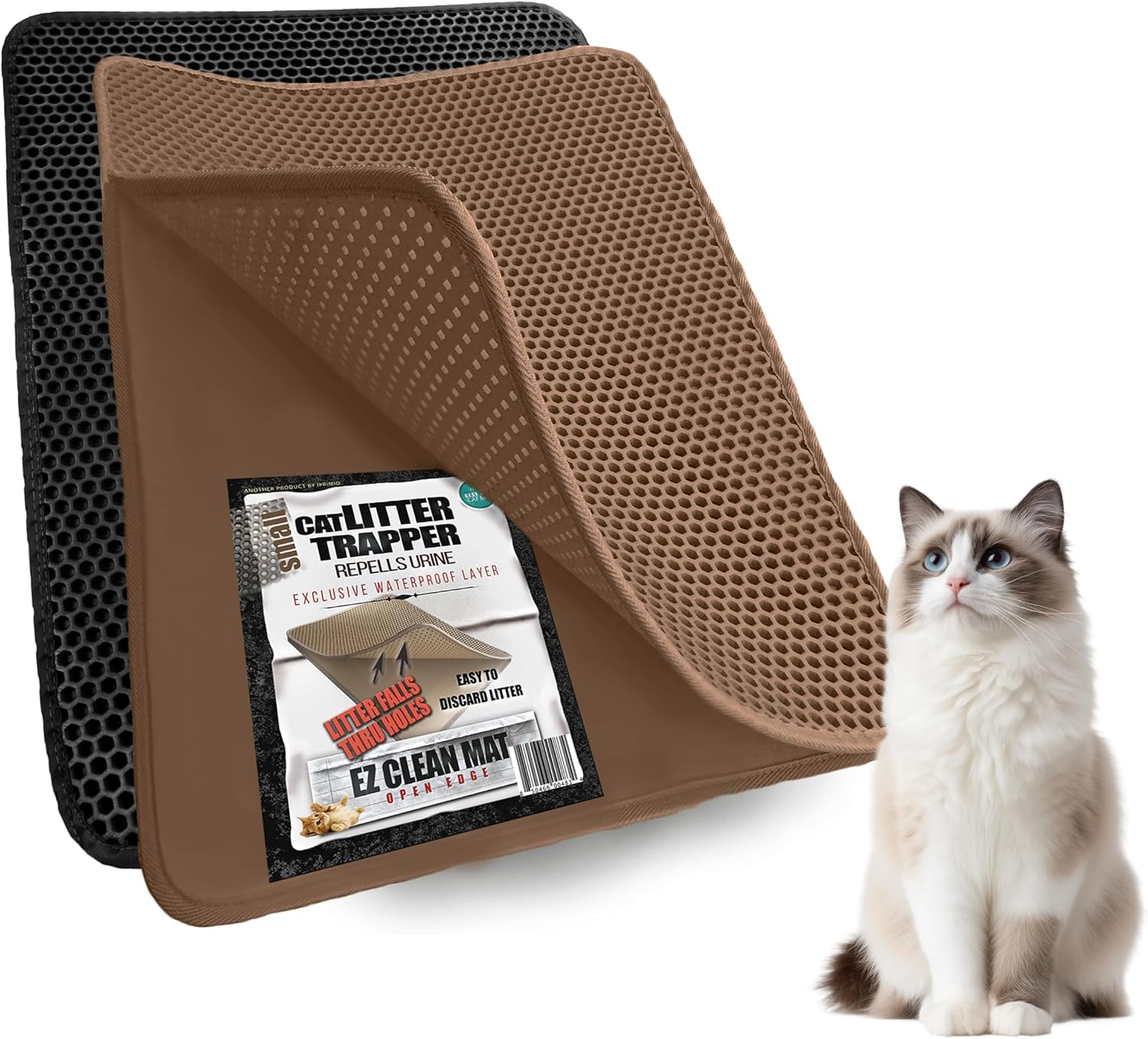 iPrimio Cat Litter Trapper Mat, Waterproof, Double Layer, 23″ x 21″, Brown