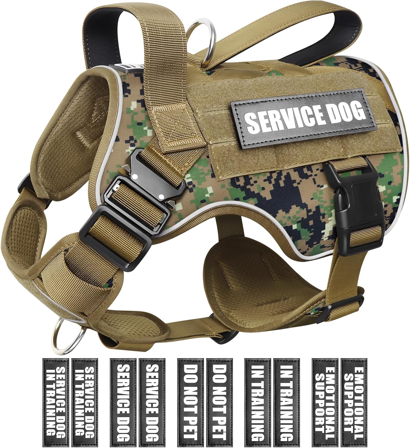 WINSEE 2X Metal Buckle Service Working MOLLE Dog Vest with 10 Pet Patches