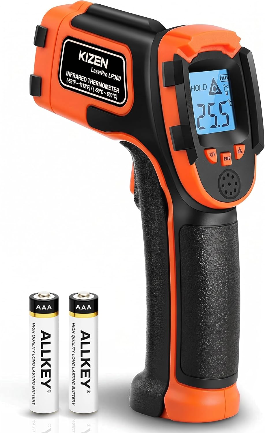 Kizen Infrared Temperature Gun – Handheld Surface Infrared Thermometer for Griddle, Grill, Pizza Oven, Candy, & A/C – Laser Thermometer Gun -58F to 1112F – Surface Temp Gun