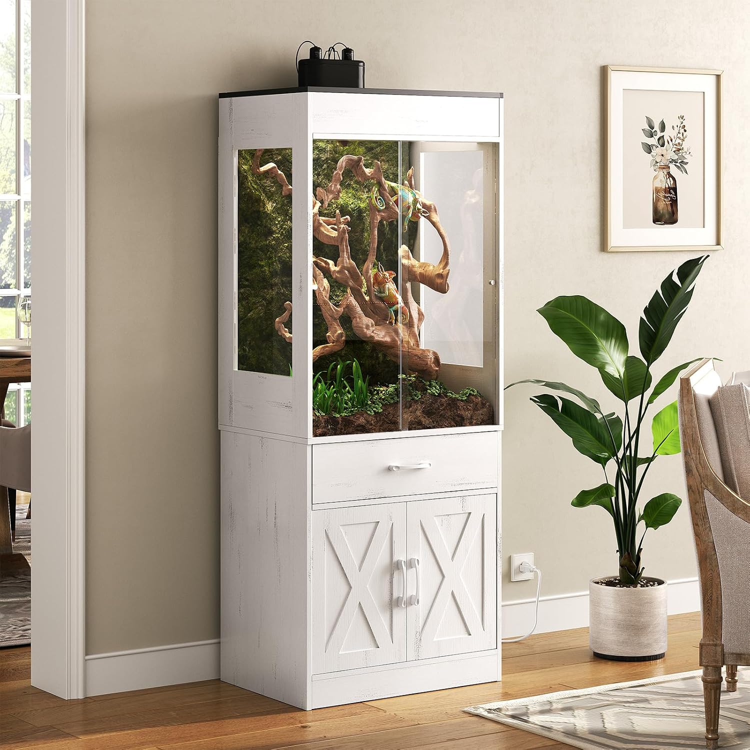 67 Gallon Reptile Tank with Stand Reptile Enclosure Terrarium