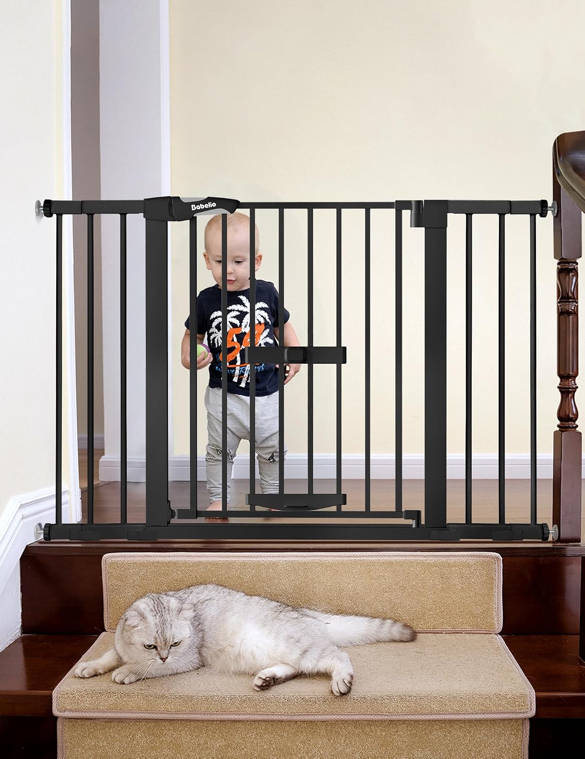 Babelio Extra Wide Baby Gate with Cat Door, CatPrivilege II, 29-48″