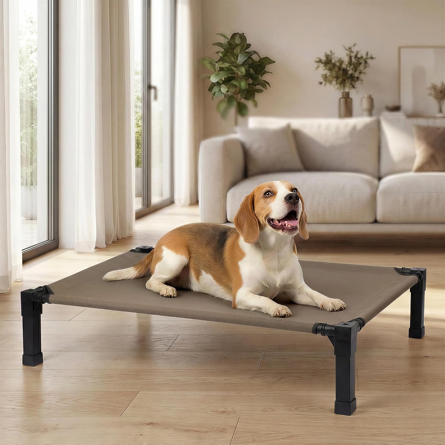 Niubya Elevated Outdoor Dog Bed, Raised Dog Bed with Steel Framed 42in