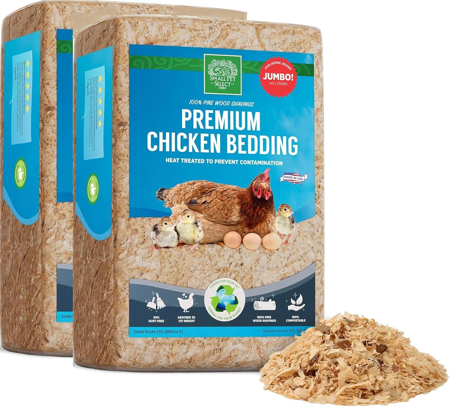Small Pet Select Pine Shavings Chicken Bedding, Chicks, 2-Pack, 141 L
