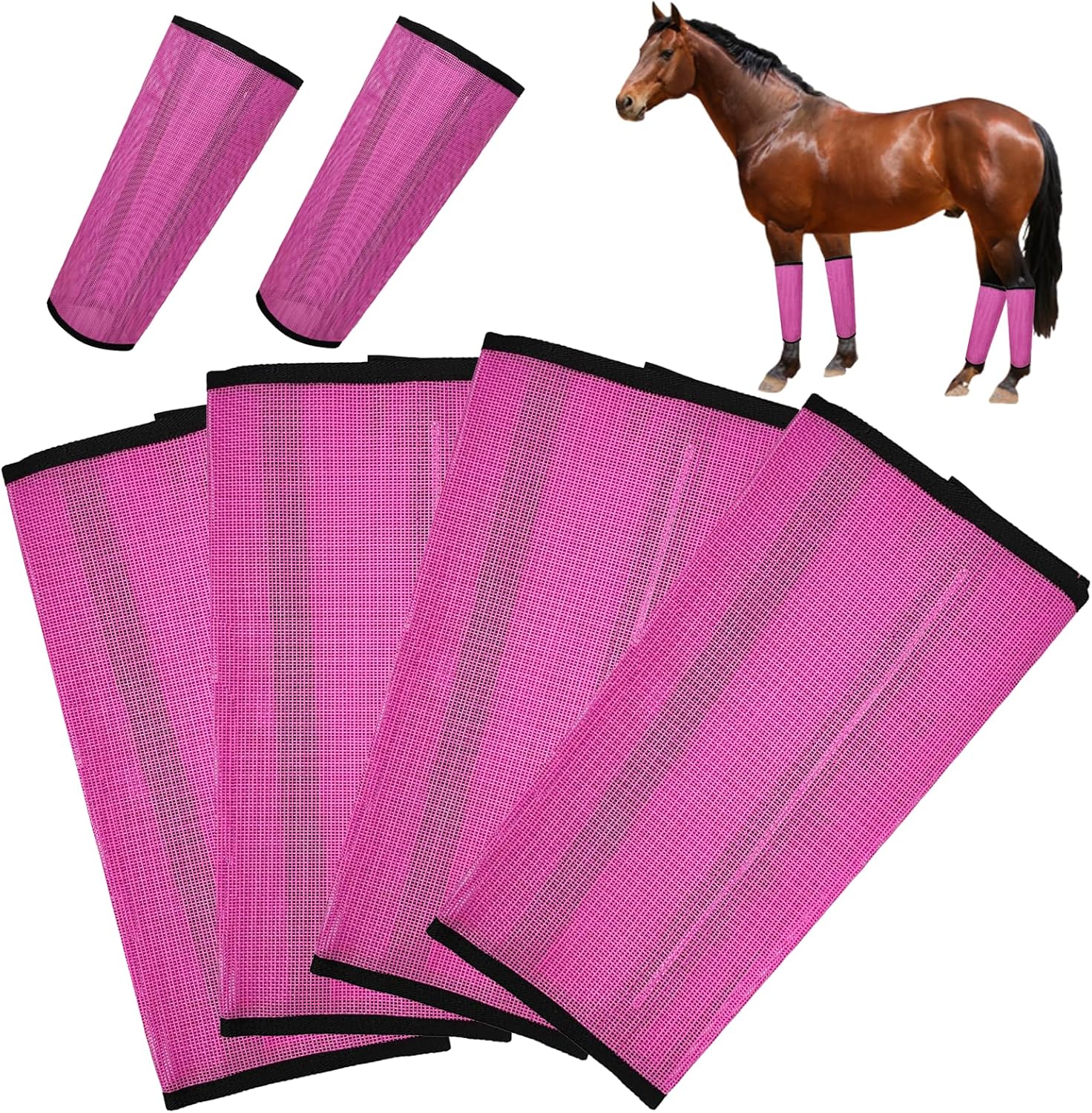 4 Pcs Fly Boots for Horses Mesh Fly Boots for Horses Set of 4 Pony Fly Boots Preventing Flies and Mosquitoes Bites Protect Horses Leggings Breathable Soft and Comfortable