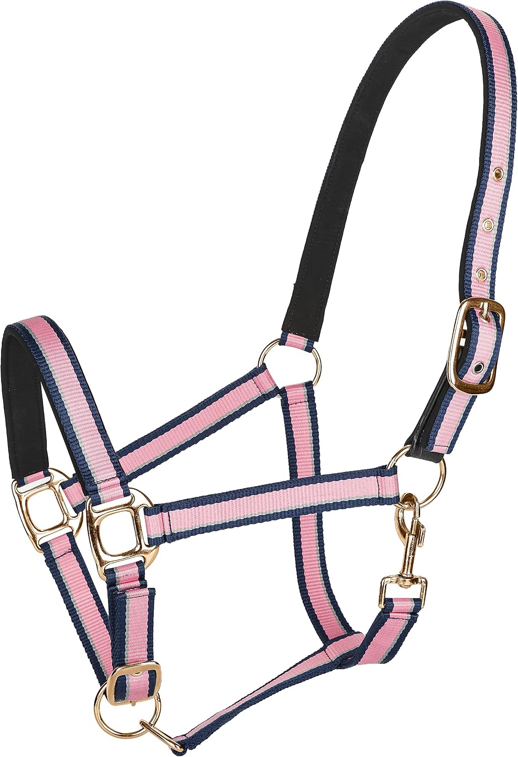 TuffRider Adjustable Nylon Breakaway Halter w/Padded Crown and Rose Gold