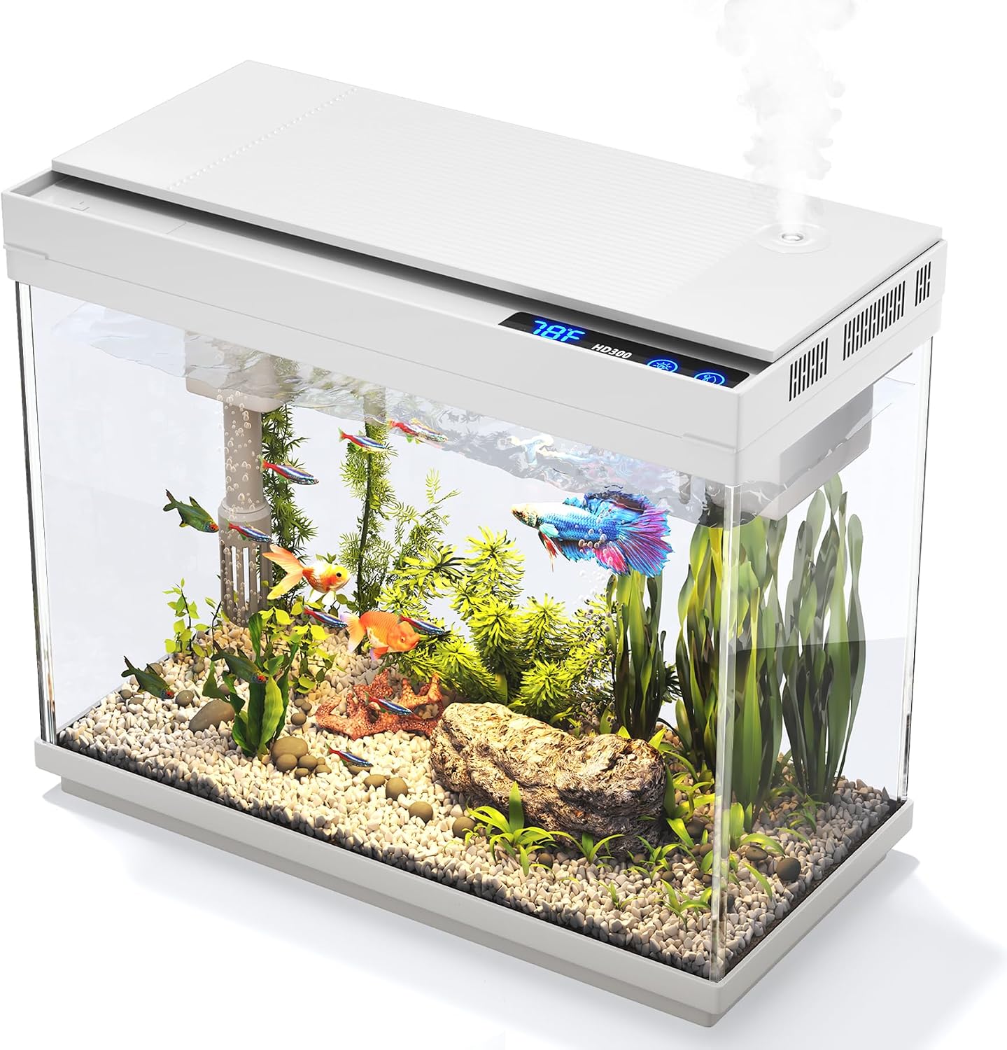 Vehipa Betta Fish Tank 2.4 Gallon HD Glass Aquarium Starter Kits