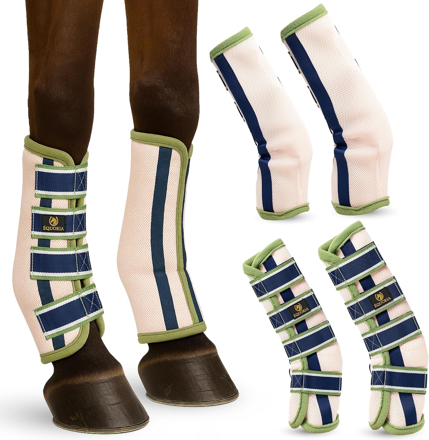 Premium Fly Boots for Horses (4 Pieces) –Durable and Comfortable Fly Leg Wraps for Big Horses – Protective Outer Mesh Design – Elegant and Breathable Set of 4 Horse Fly Boots