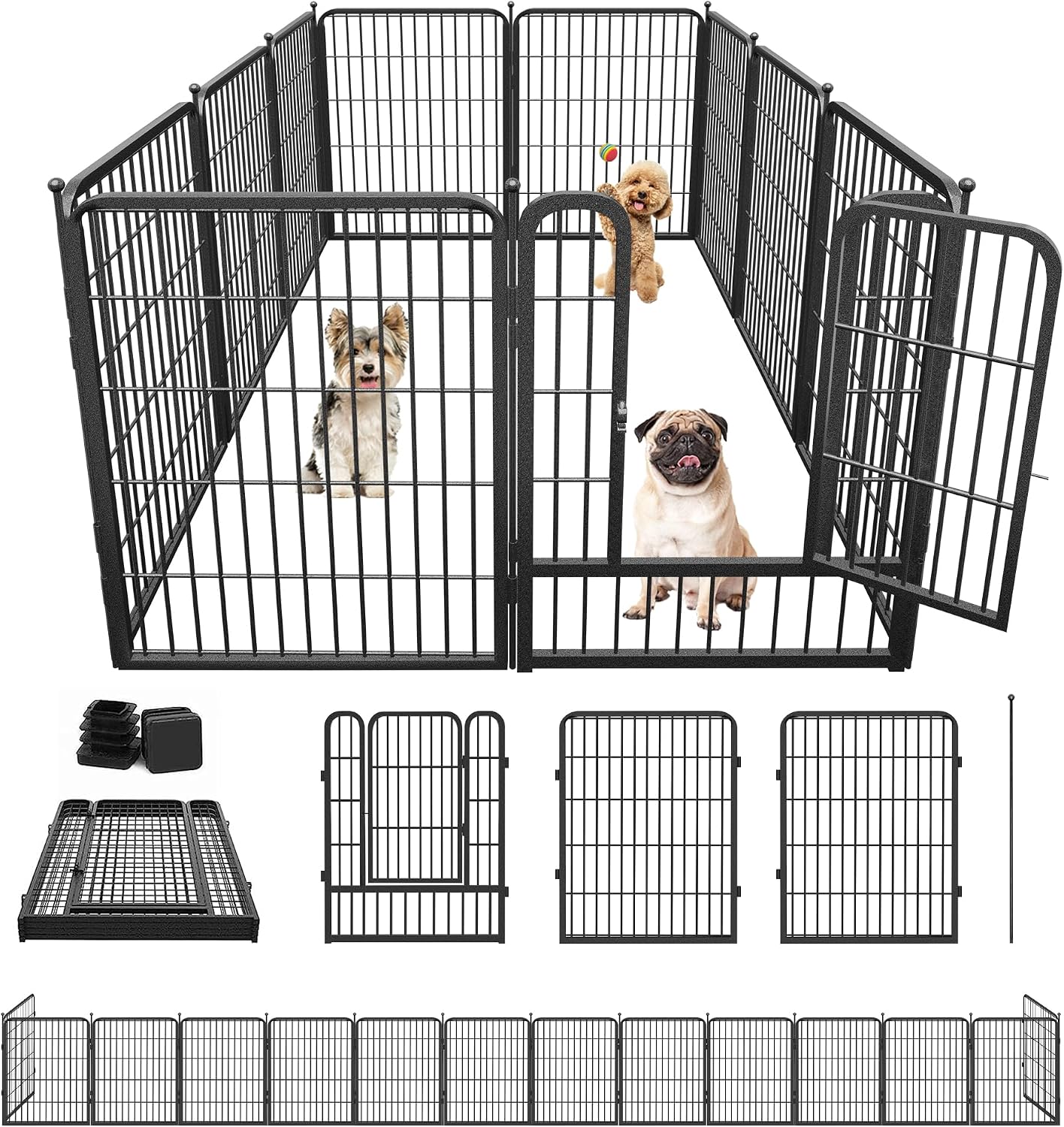 Dog Playpen 32 inch 10 Panels Portable Pet Fence Outdoor for Yard Indoor Dog Pen for Medium/Small Animals, Large Pet Puppy Playpen Heavy Duty Pet Fence for RV Camping, Yard