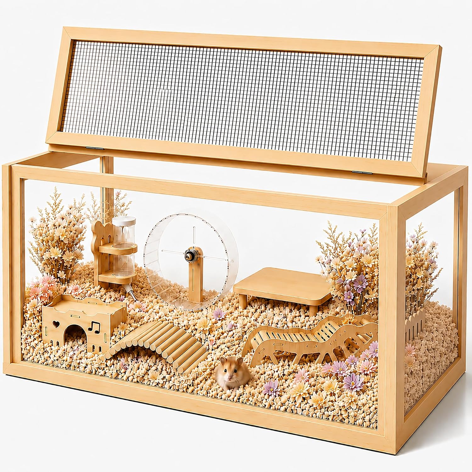 Large Hamster Cages 31.5Inch Wooden Hamster Cage Chewproof