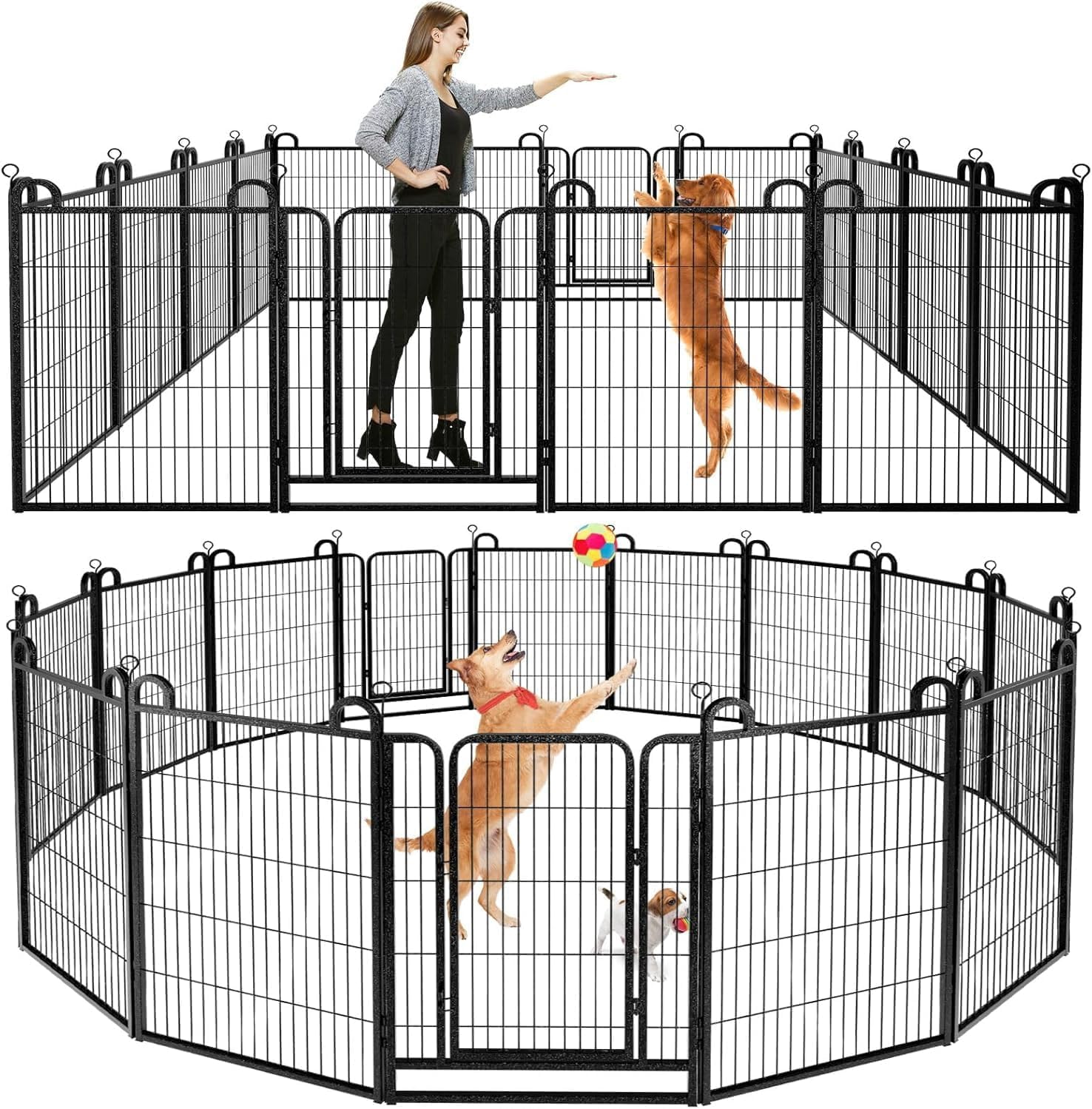 Dog Playpen Outdoor 16 Piece Panels Heavy Duty Dog Fence 40″ Height