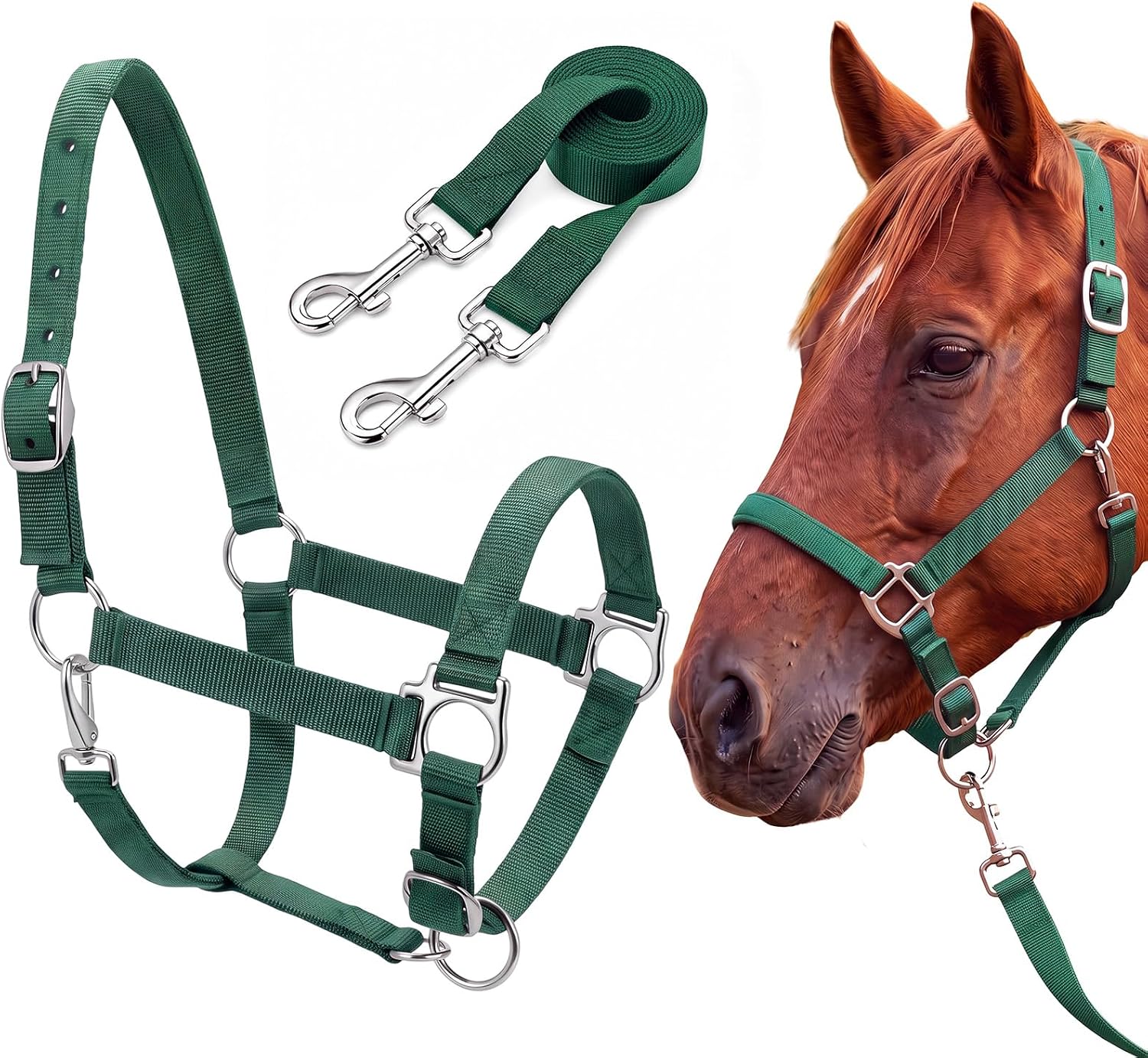 2 Pack Nylon Horse Halter with Reins Adjustable