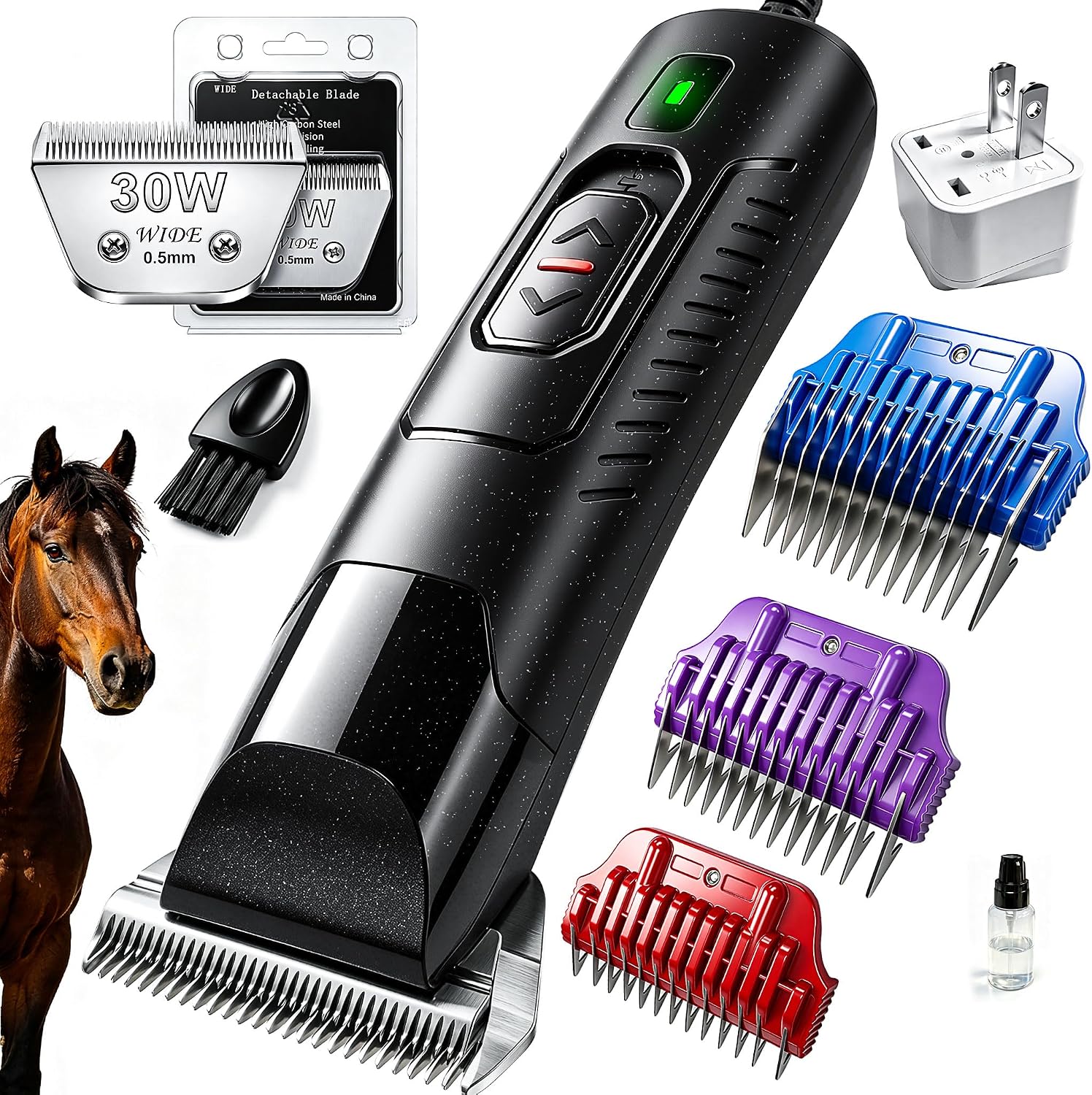 Professional Horse Clippers with Detachable Wide Blade