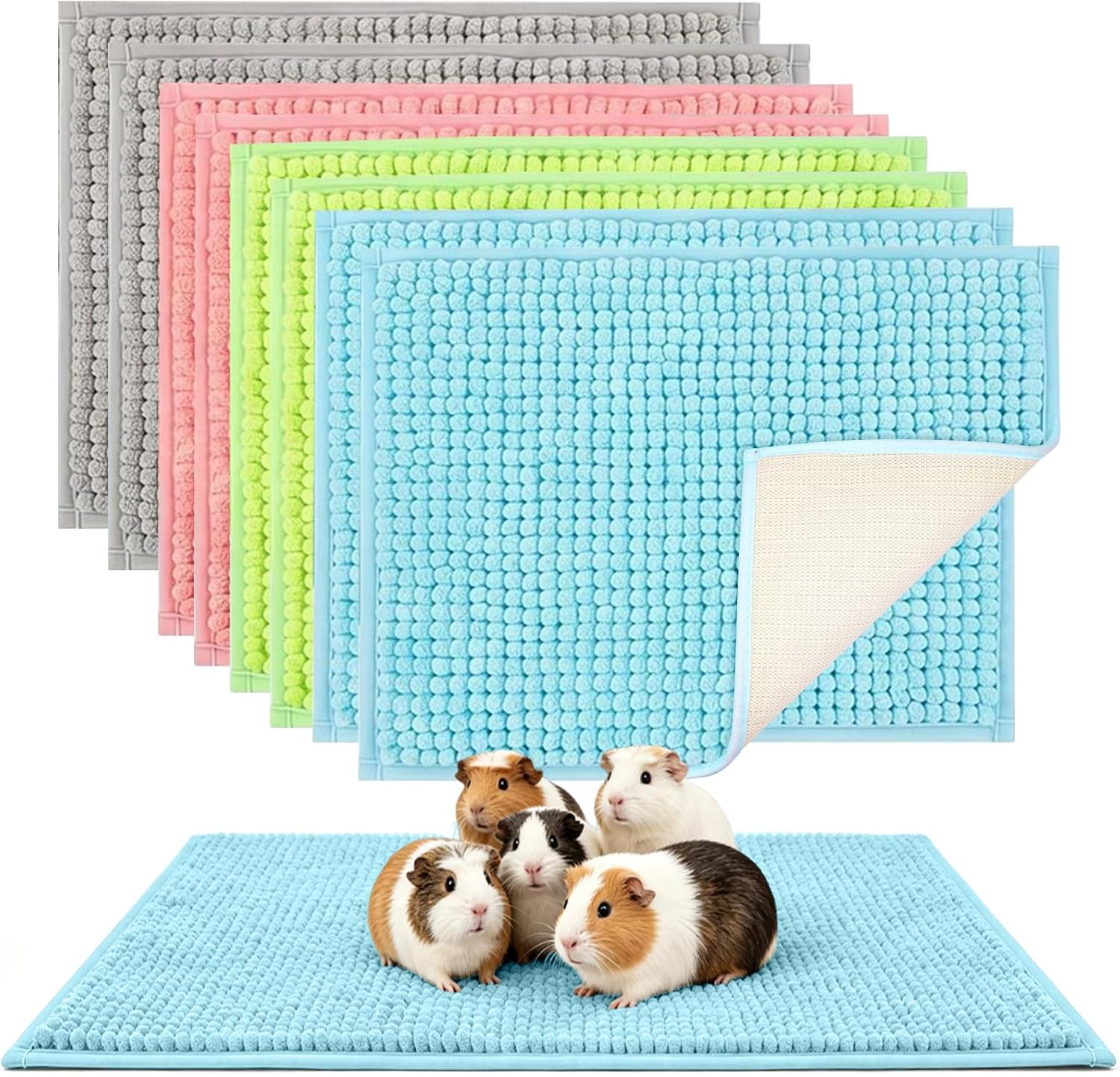 Guinea Pig Cage Liner, 8 Pcs, 16×12 Inch, 4 Colors