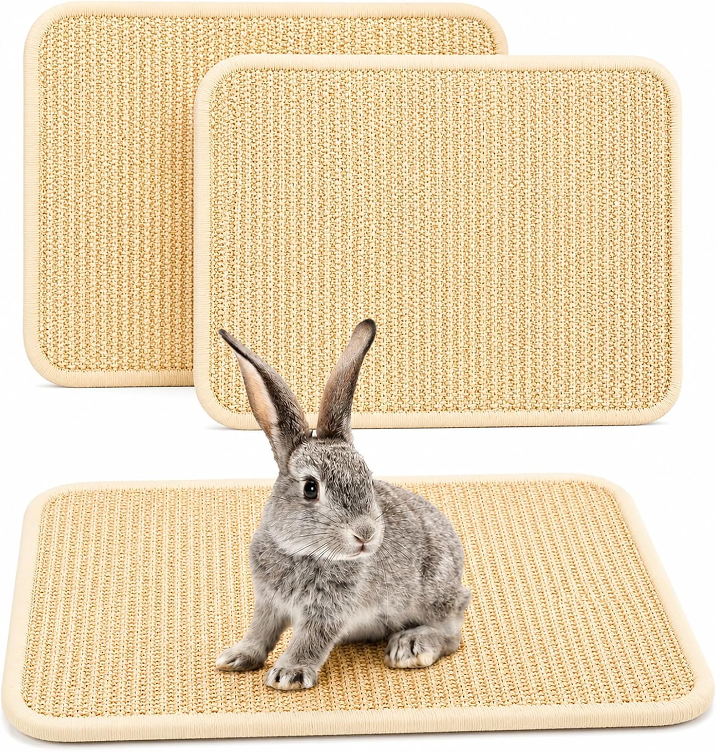 FHTONGE 2 Pcs Sisal Rabbit Scratching Mats for Cage Bedding Summer Cooling