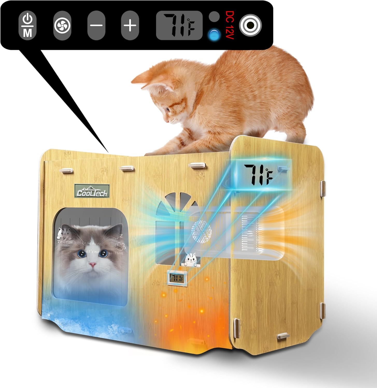 Air Conditioned Cat House – 4-Season Thermo-Electric Pet Shelter with Cozy Warm & Cool Modes for Small Dogs and Cats Up to 15lbs, Energy Efficient & Ultra-Quiet(Yellow)