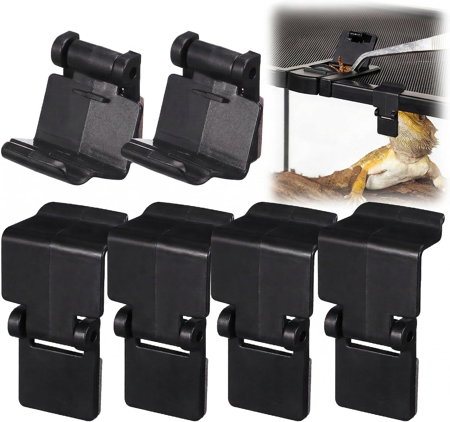 BESPORTBLE 6Pcs Reptile Terrarium Screen Clips: Secure Plastic Cage Lid Locks – Escape Proof Latch Buckles for 10-120 Gallon Snake Turtle Enclosure & Fish Tank