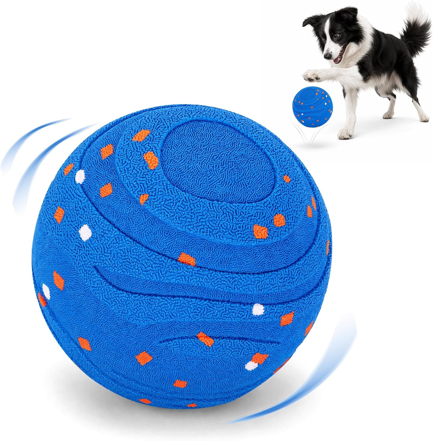 Smart Interactive Dog Toys Ball，Automatic Moving, Bouncing and Rotating,Pet-Safe & Durable E-TPU Material, IPX7 Waterproof, Active Rolling Ball for Puppy Medium Large Dogs, Long Battery Life (Blue)