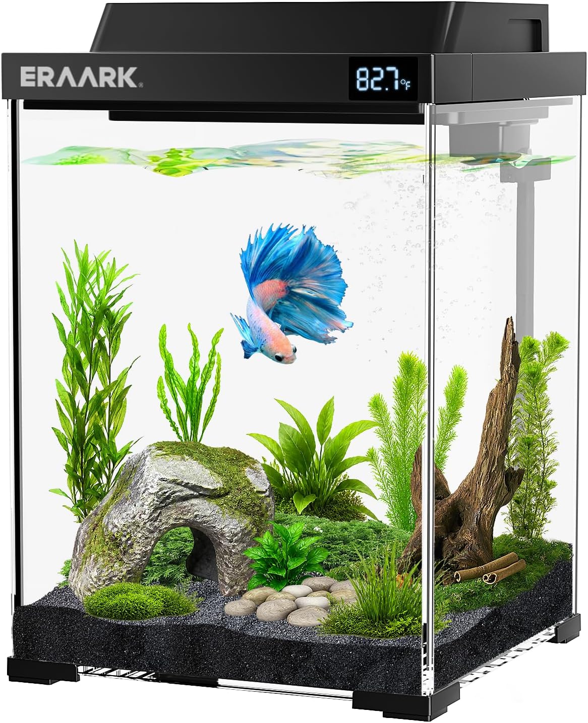 Fish Tank, 2.6 Gallon Aquariums,Smart Betta Fish Tank with Temperature Monitoring Filter,Light,Water Pump,Self Cleaning Aquarium kit (2.6 Gallon)