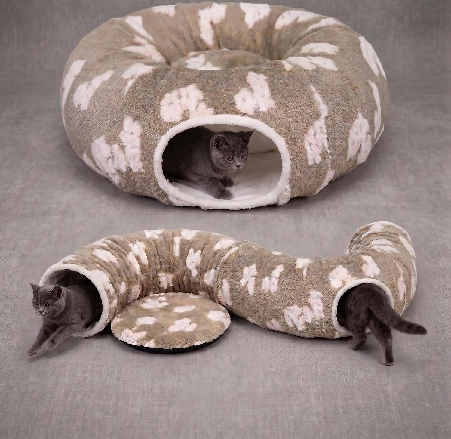 Pesen Cat Tunnel Bed with Soft Cushion for Indoor Cats and Kittens