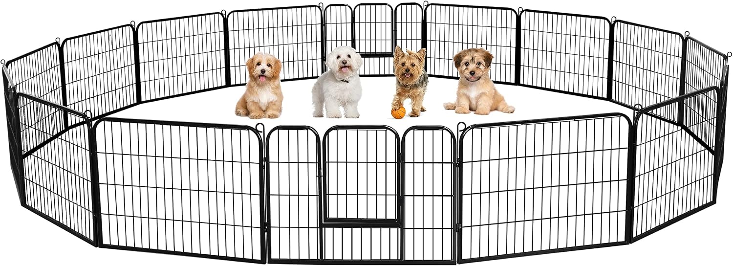 Yaheetech 24″ H 16-Panel Extra Wide Dog Playpen w/Door for Indoor Outdoor