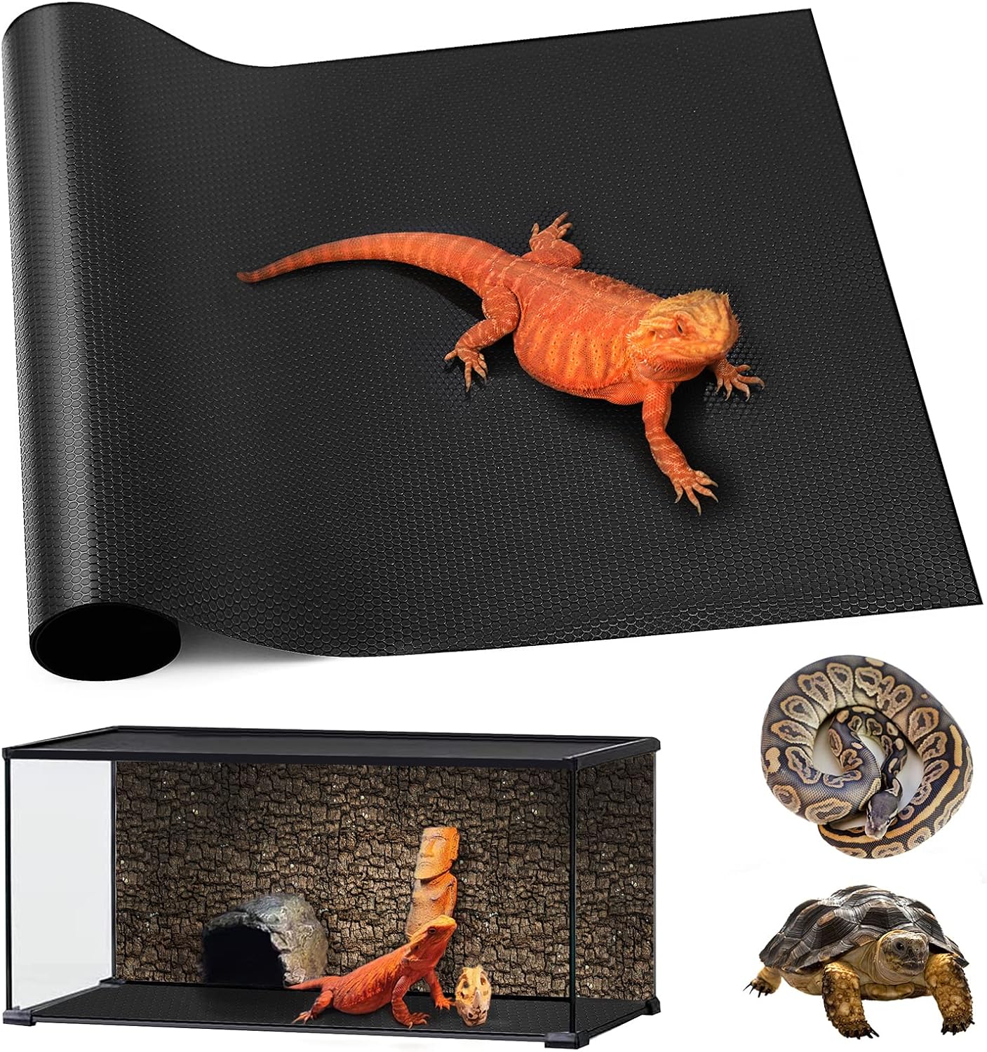 Reptile Mat 40 Gallon 1Pack 18×36, Bearded Dragon Tank Accessories, Terrarium Liner Bedding, Non-Adhesive Reptile Substrate Mat for Leopard Gecko, Snake, Lizard, Tortoise, Iguana Tank