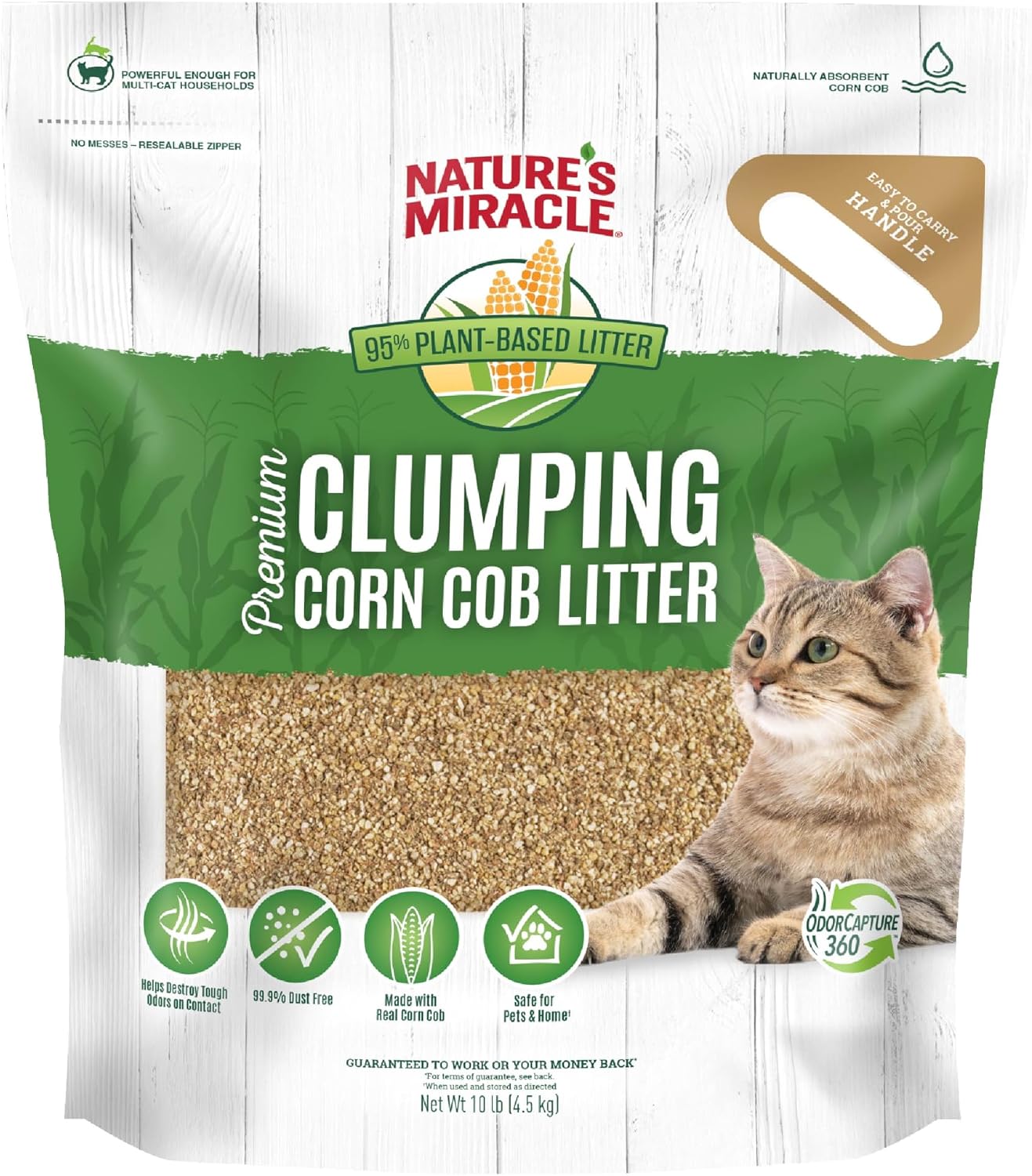 Nature’s Miracle Premium Clumping Corn Cob Cat Litter, 10 lbs