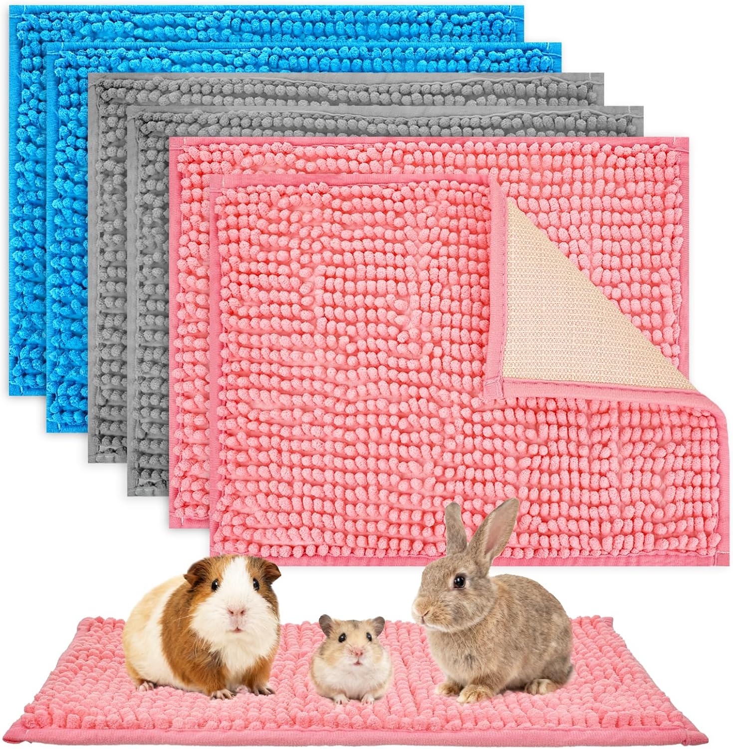 6 Pcs Guinea Pig Mats Fleece Cage Liners, Washable Guinea Pig Bedding Mats