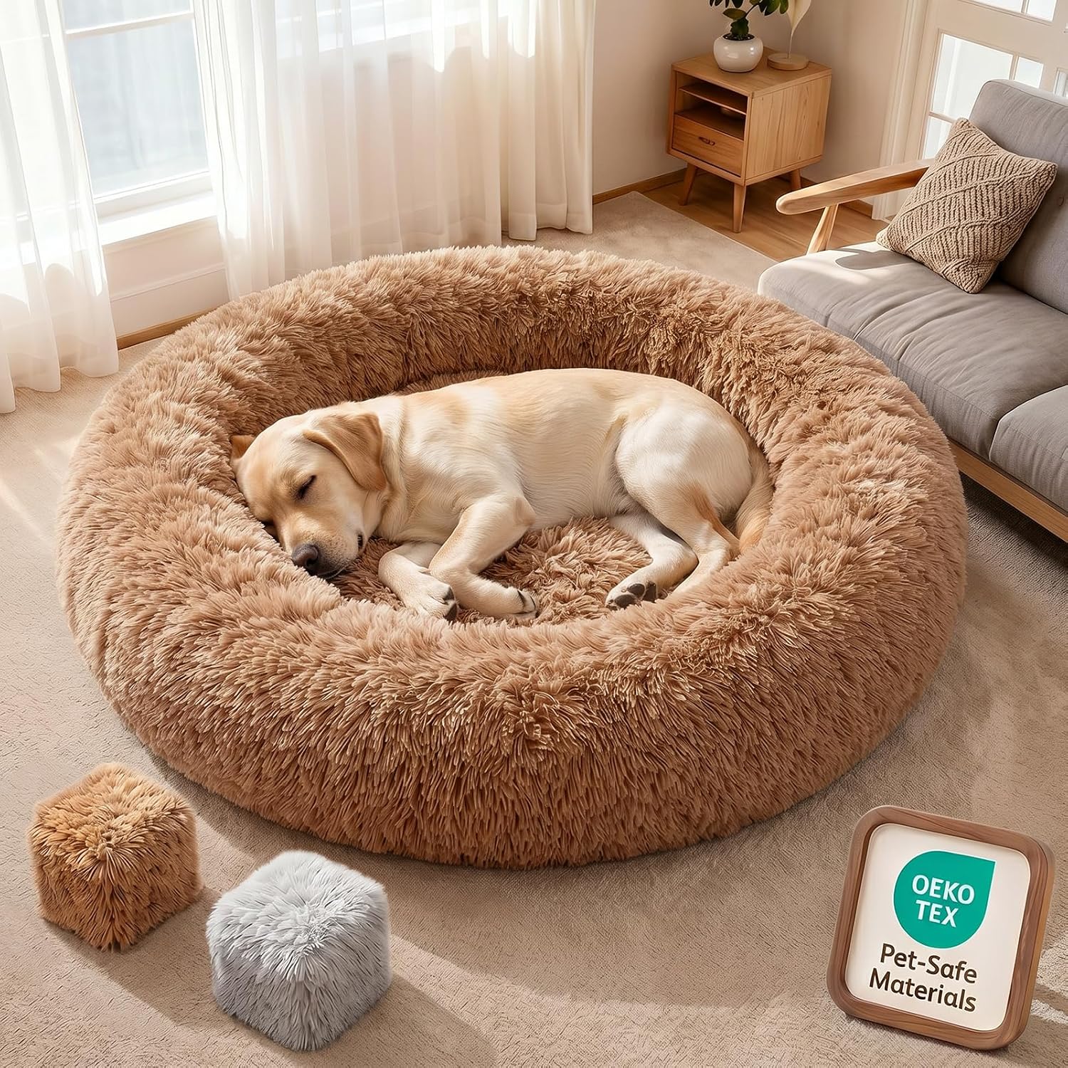 Memory Foam Orthopedic XXXL Dog Beds for Extra Large Size Dog,54 Inch,Camel