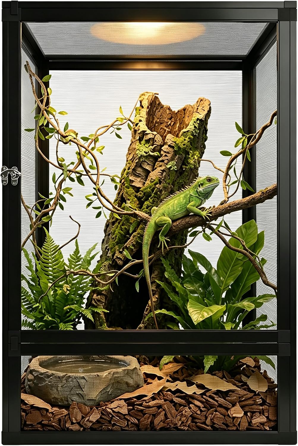 33 Gallon 26″x17″x17″ Tall Reptile Enclosure,Mesh Screen Tank Vertical Terrarium Cage for Chameleon,Crested Gecko,Leopard Gecko,Bearded Dragon,Frog,Butterfly,Spider,Superior Ventilation