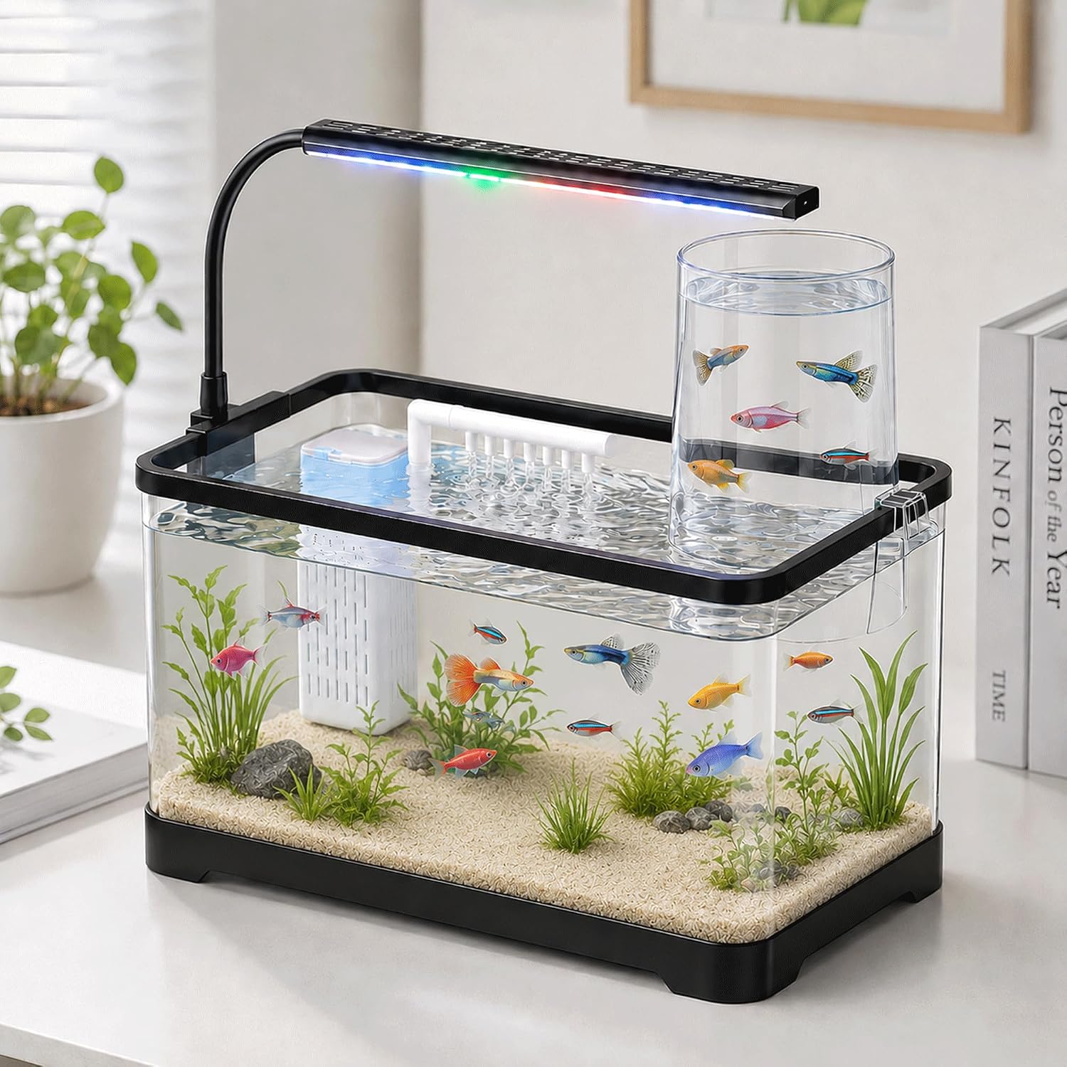 3 Gallon Betta Fish Tank Starter Kit – Negative Pressure Acrylic Aquarium