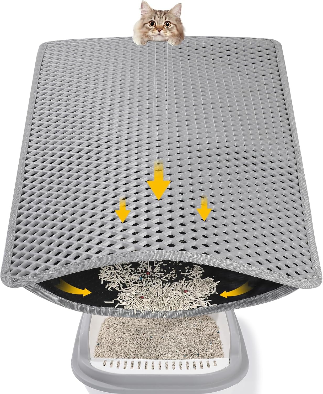 Double Layer Cat Litter Mat, Waterproof Non-Slip, 24 x 15 Inch