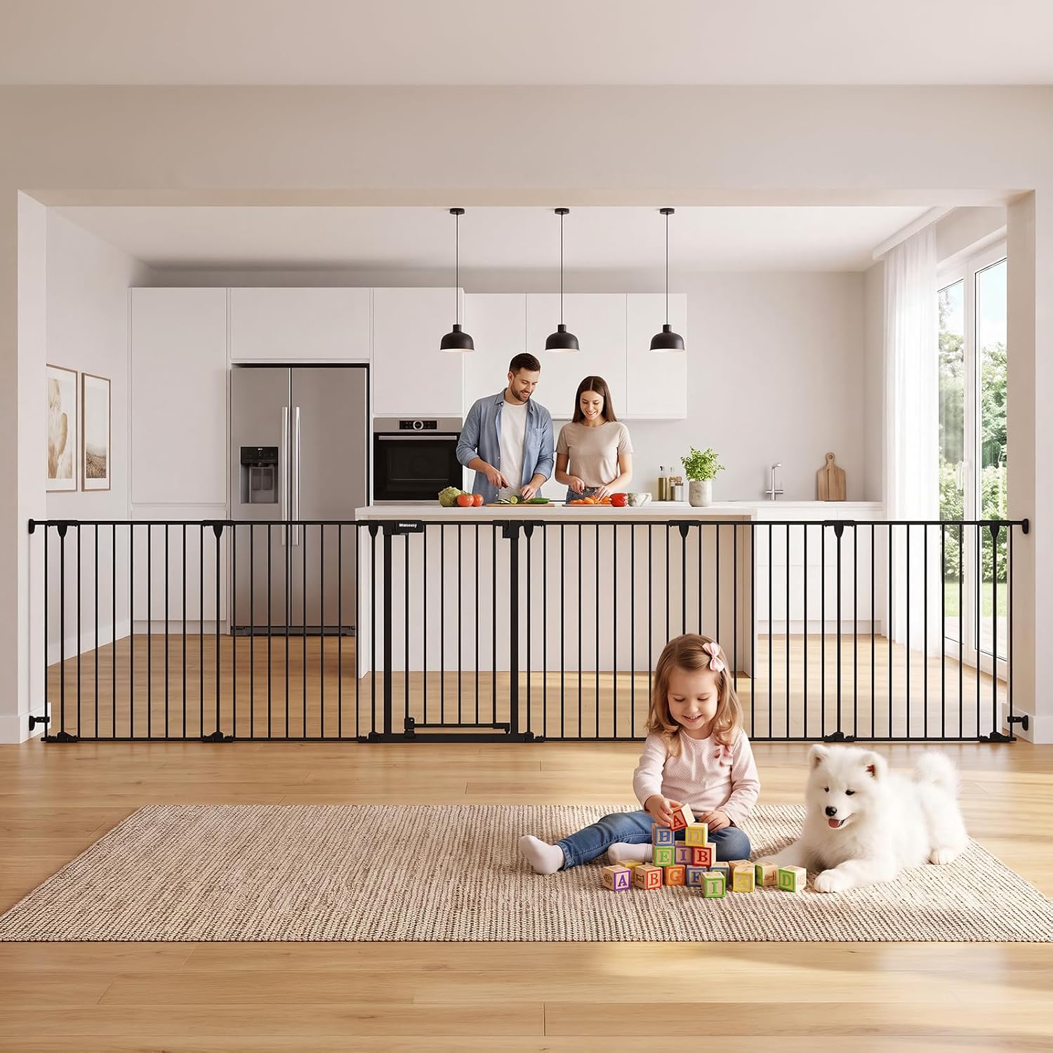 Mumeasy 150″ Extra Wide Baby Gate, Play Yard Long Dog Gate for Doorways
