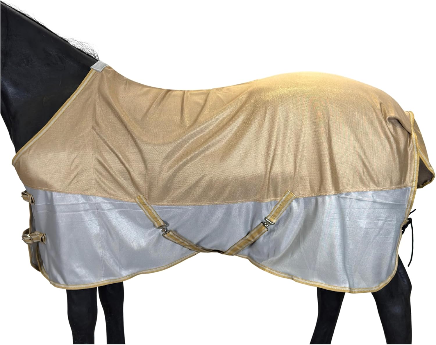 BARN & STABLE Breathable and UV Protective Tear-Resistant Mesh Horse Fly Sheet Comfy Equine Summer Sheet with Removable Web Leg Straps