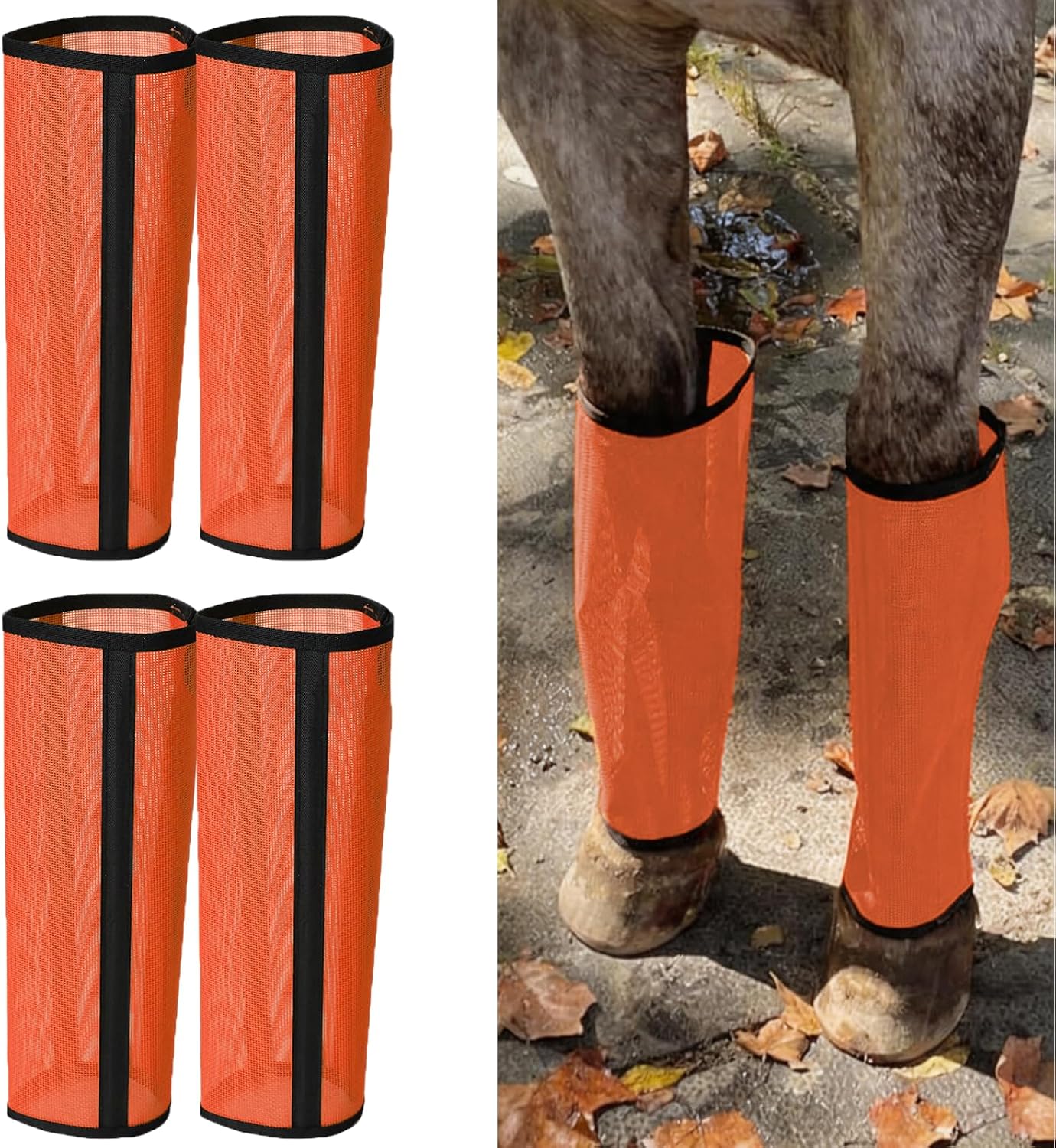 Fly Boots for Horses Set of 4 Breathable Textilene Mesh Horse Fly Boots with Stable Support & UV Protection, Comfortable Equine Boots, Helps Minimize Stomping & Leg Fatigue