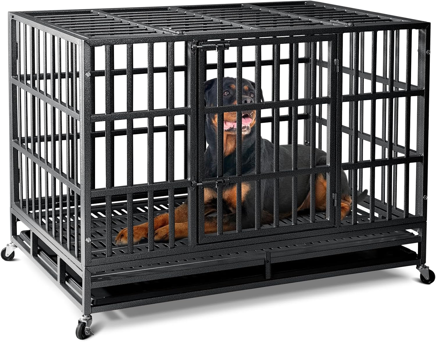 Oranland 48 Inch Heavy Duty Dog Crate,Upgraded Reinforced Baseplate
