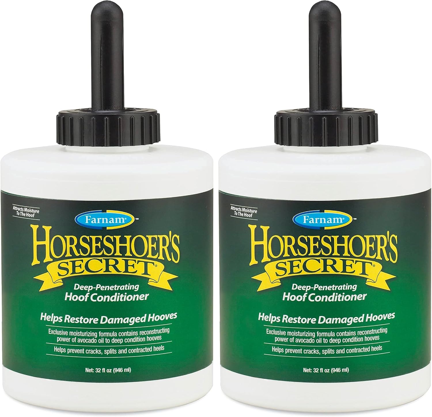 Farnam Horseshoer’s Secret Deep-Penetrating Hoof Oil for Horses,Conditions Dry Hooves and Prevents Cracks,Splits and Contracted Heels,Contains Avocado Oil,32 Oz.,(Pack of 2)